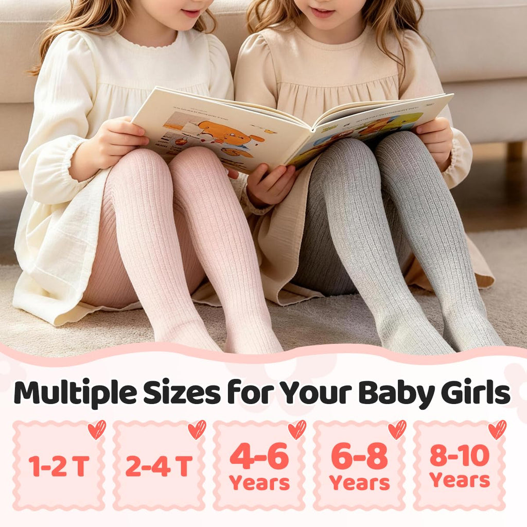 Baby Girls Tights Cable Knit Leggings Stockings Cotton 3 Pack Pantyhose Infants Toddlers
