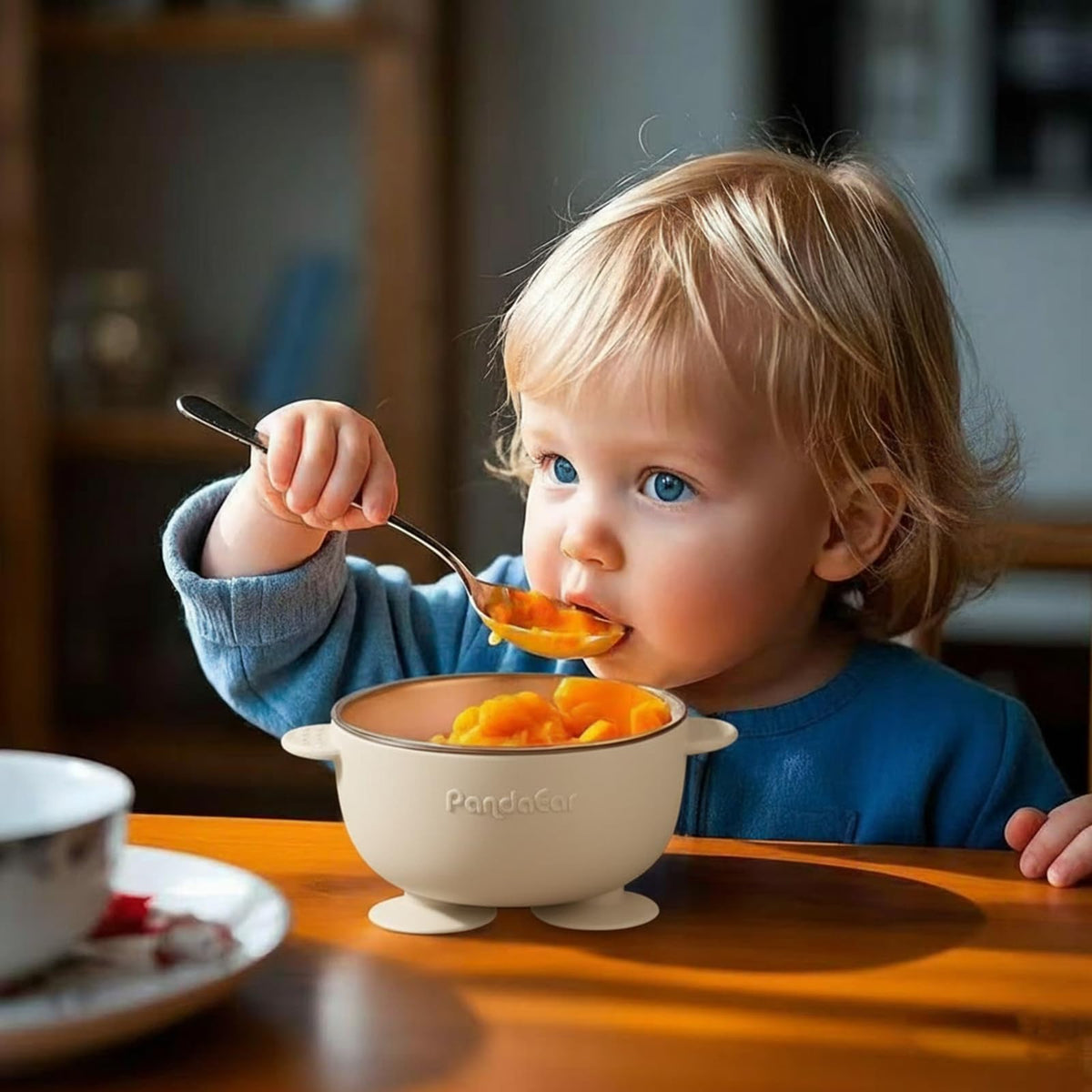 3 Pack Stainless Steel Baby Suction Bowls, Non-Slip Child Food Bowl with Silicone Sleeve for Kids Toddlers Infants