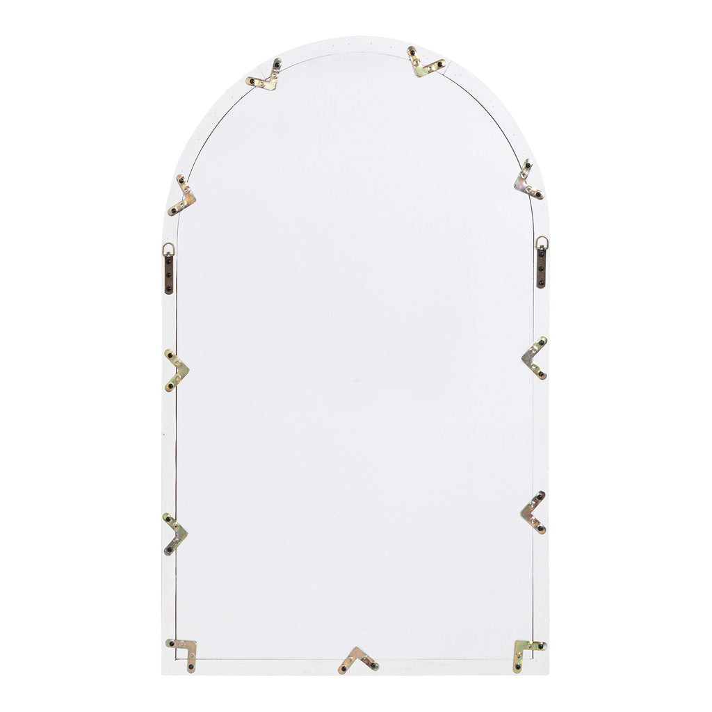 Boldmere Rustic Windowpane Arch Mirror, 28 x 44, Rustic White, Farmhouse Window Mirror for Wall