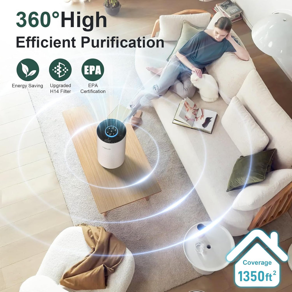 Air Purifiers for Bedroom Home up to 1350 ft² - H14 True HEPA Room Air Purifiers for Bedroom, with Fragrance Function