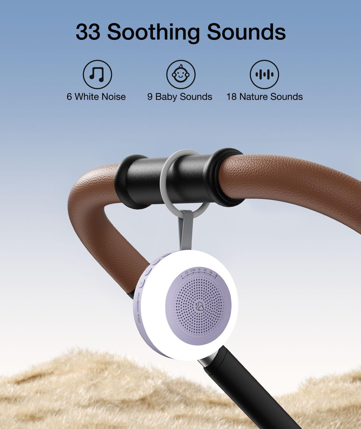 Portable Sound Machine, White Noise Machine,33 Soothing Sound 10 Colors Night Light Sleep Machine for Baby Kids,Timer
