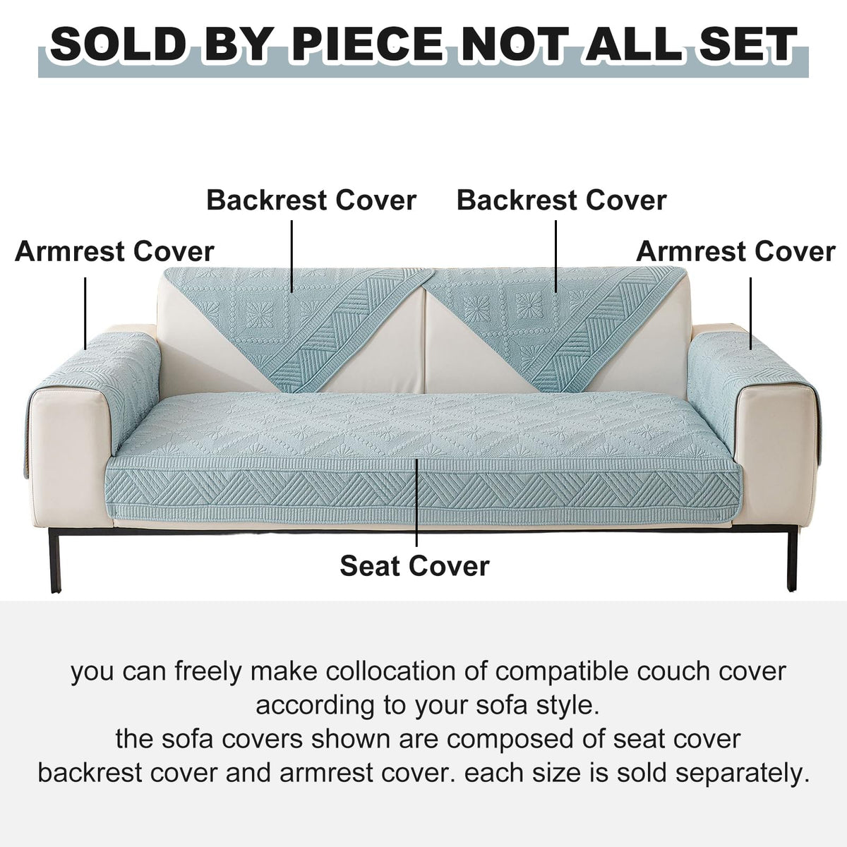 Boho Cotton Quilted Sofa Couch Cover Washable Soft Non Slip Sectional Couch Covers Floral Embroidery Sofa Slipcover