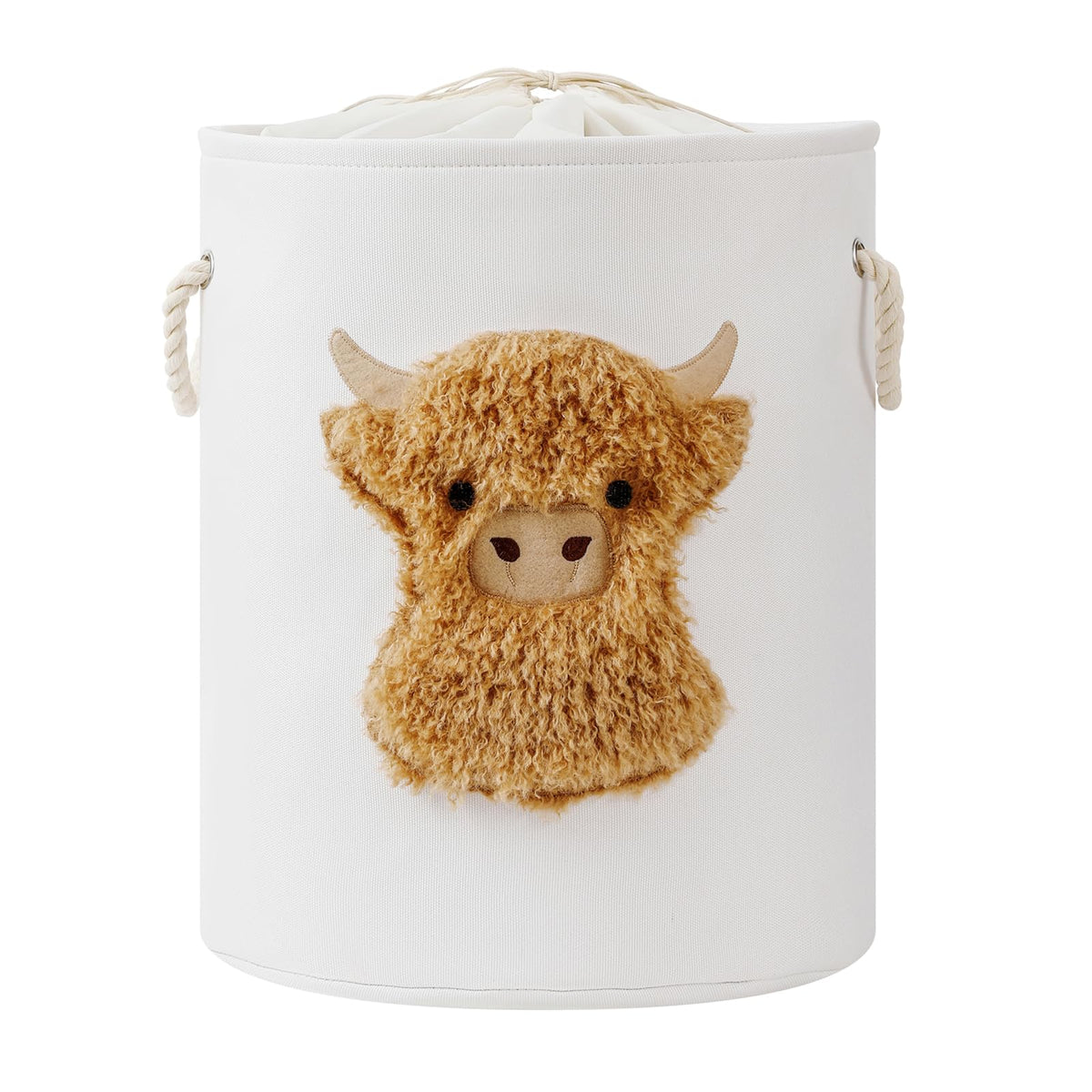 Kids Laundry Basket Baby Hamper , 58L Large Dirty Clothes Hampers with Drawstring Closure, Highland Cow Baby Stuff