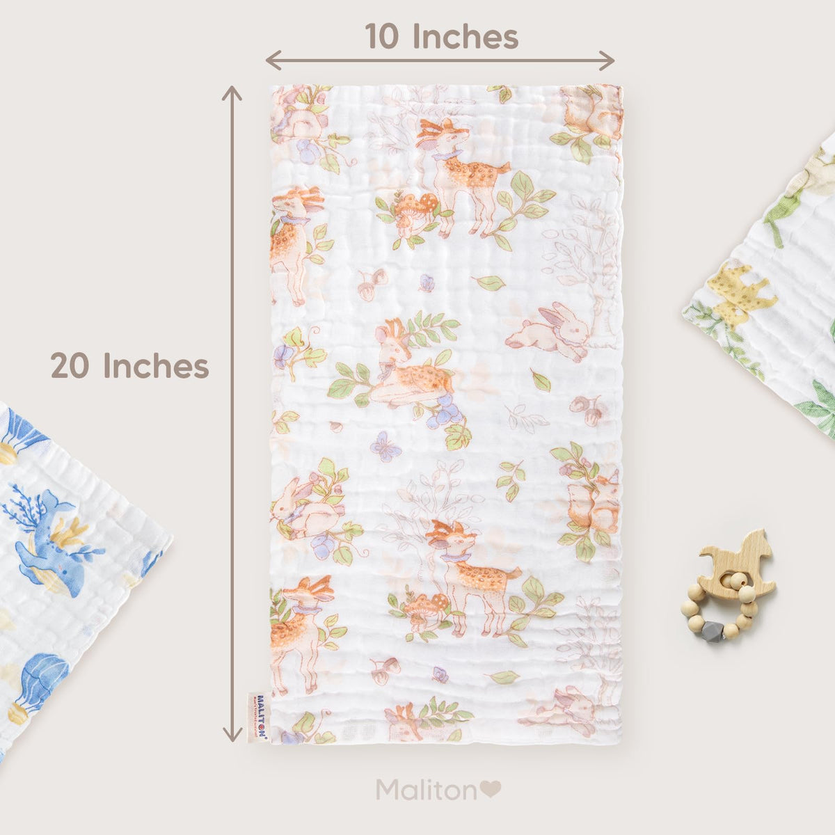 Muslin Baby Burp Cloths 20" x 10" - Large, 6-Layer, (Floral)