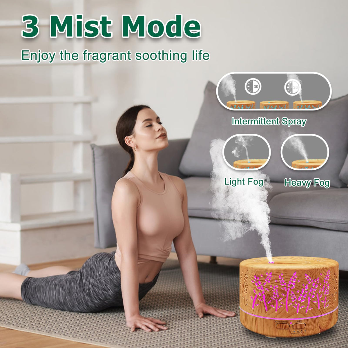 600ml Essential Oil Diffuser for Large Room, 20H Long Lasting Aromatherapy