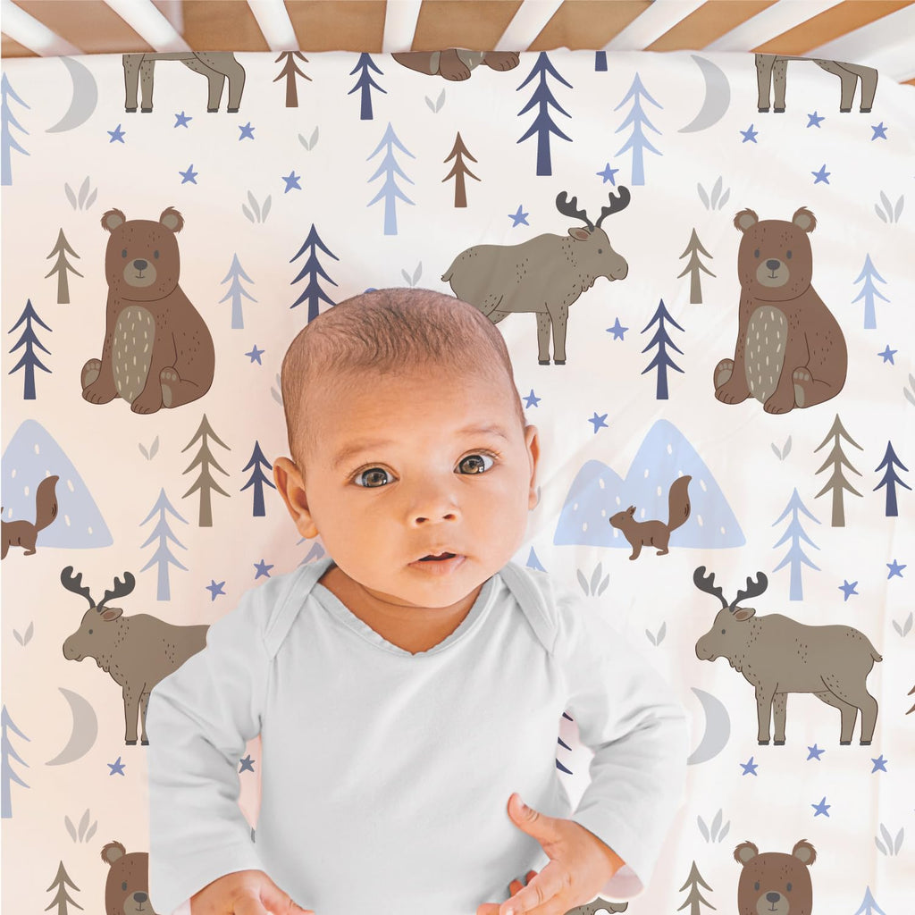 3 Piece Baby Crib Bedding Set for Boys - Newborn, Infant & Toddler Nursery Bed Set Decor with Fitted Crib Sheet, Dust