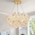 20 Inch Brushed Metal Flower Crystal LED Chandelier, Flush Mount