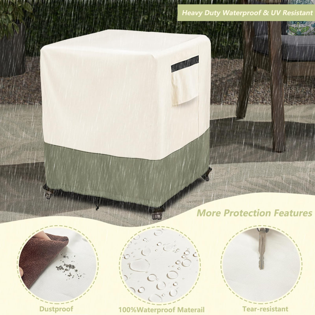 Outdoor Ottoman Cover 32 W x 32 D x 18 H inches, 600D Heavy Duty Waterproof Patio Ottoman Cover, Patio End Table Covers