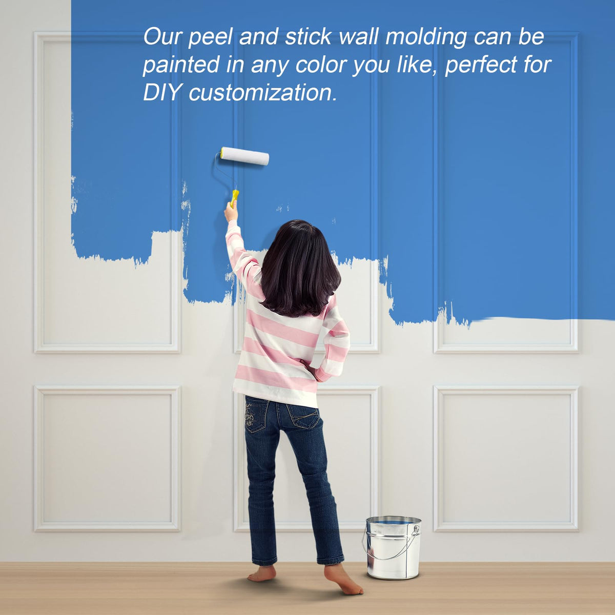 Peel and Stick Wall Molding Kit 6-Frame Pre-Made, Ready-to-Assemble Wall Moulding Panel Frame, Self-Adhesive