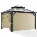 Patio Curtains Outdoor Waterproof with Zipper, 4-Panel, Cream