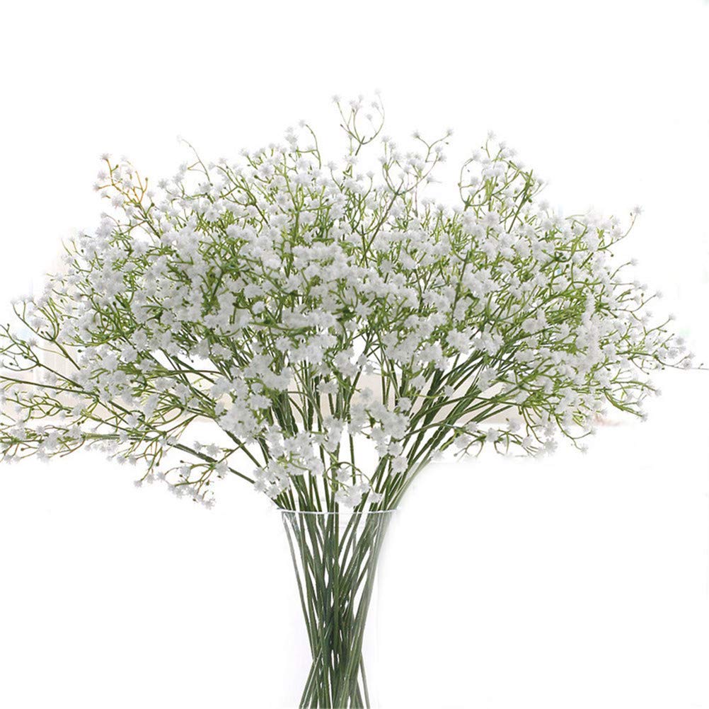 9 Pack Real Touch Artificial Baby's Breath Flowers, 21" Bendable Gypsophila Stems for Wedding Bouquets Home