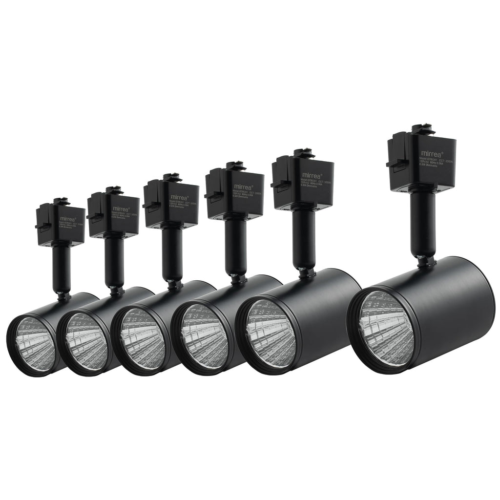 6.5W L Type LED Track Lighting Heads, Black, 3000K, 6 Pack