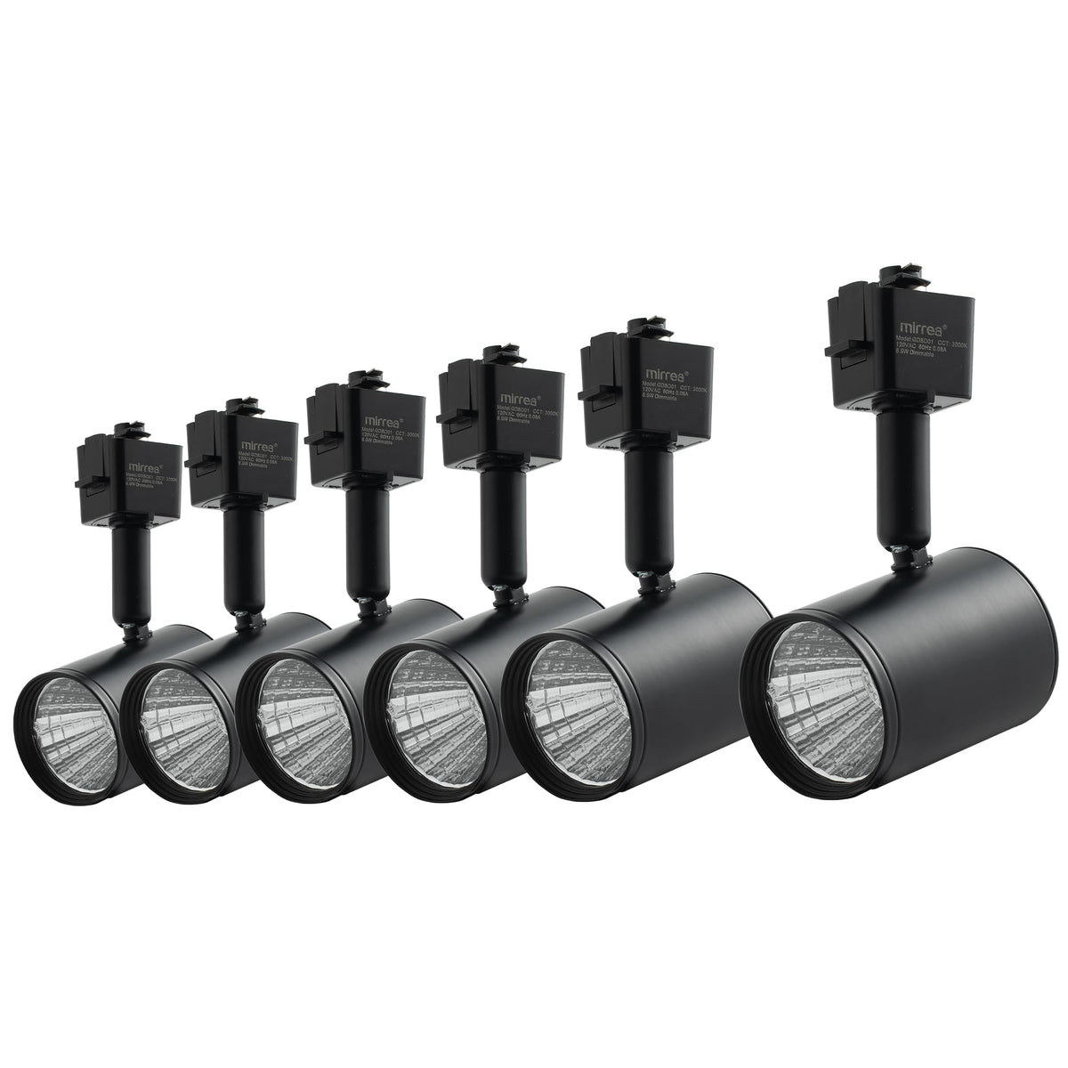 6.5W L Type LED Track Lighting Heads, Black, 3000K, 6 Pack