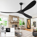 88" Wood Indoor/Outdoor Ceiling Fan with Remote, No Light