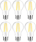 60 Watt Equivalent, E26 LED Filament Light Bulbs, Daylight White 4000K, Non-Dimmable, Classic Clear Glass, A19 LED
