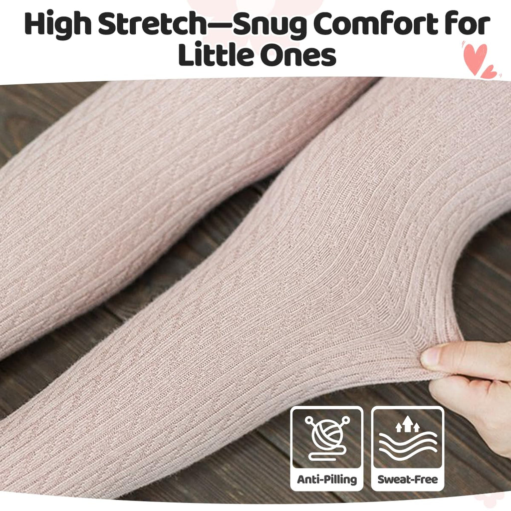 Baby Girls Tights Cable Knit Leggings Stockings Cotton 3 Pack Pantyhose Infants Toddlers