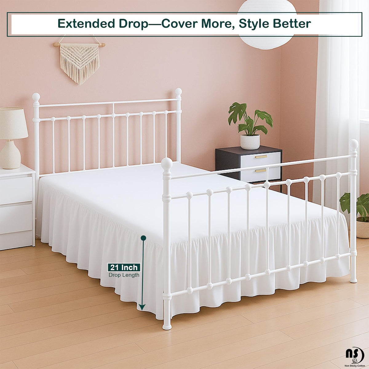 Premium Microfiber Ruffled Bed Skirt, 21" Drop with Split Corners, Soft Wrinkle Free Bedskirt with Platform