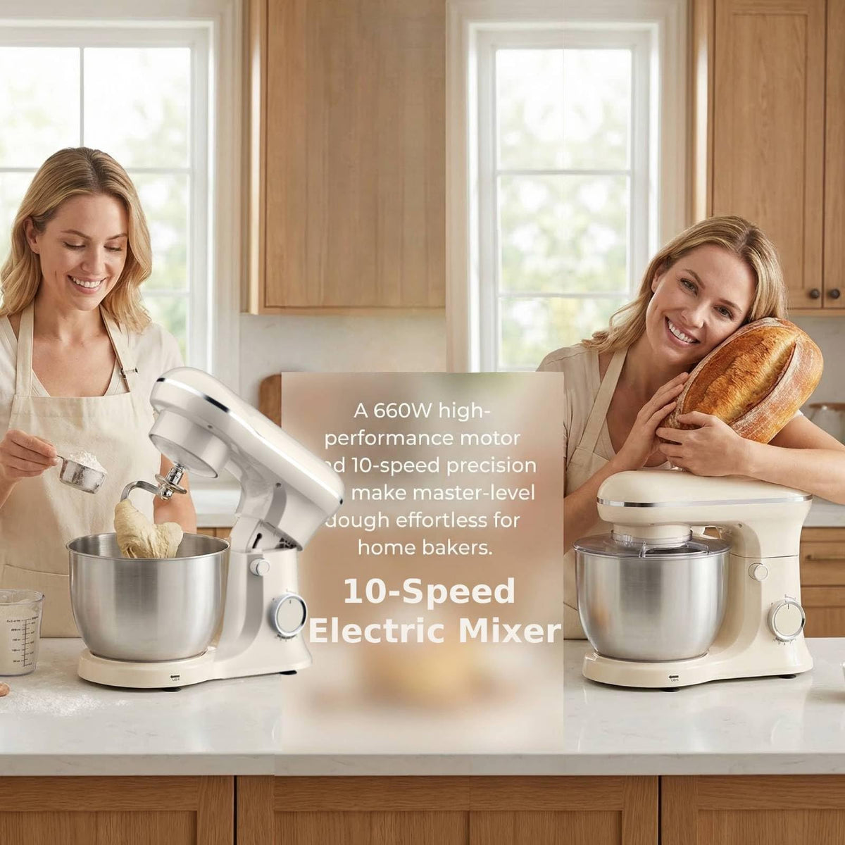10 Speeds Stand Mixer With Bowl 6.5QT Stainless Steel, Electric Kitchen Stand Up Mixer for Baking Cakes Cookie Bread