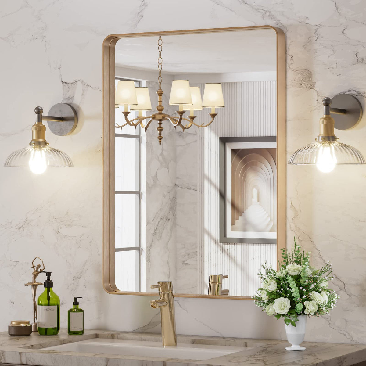 22"X30" Gold Bathroom Mirror