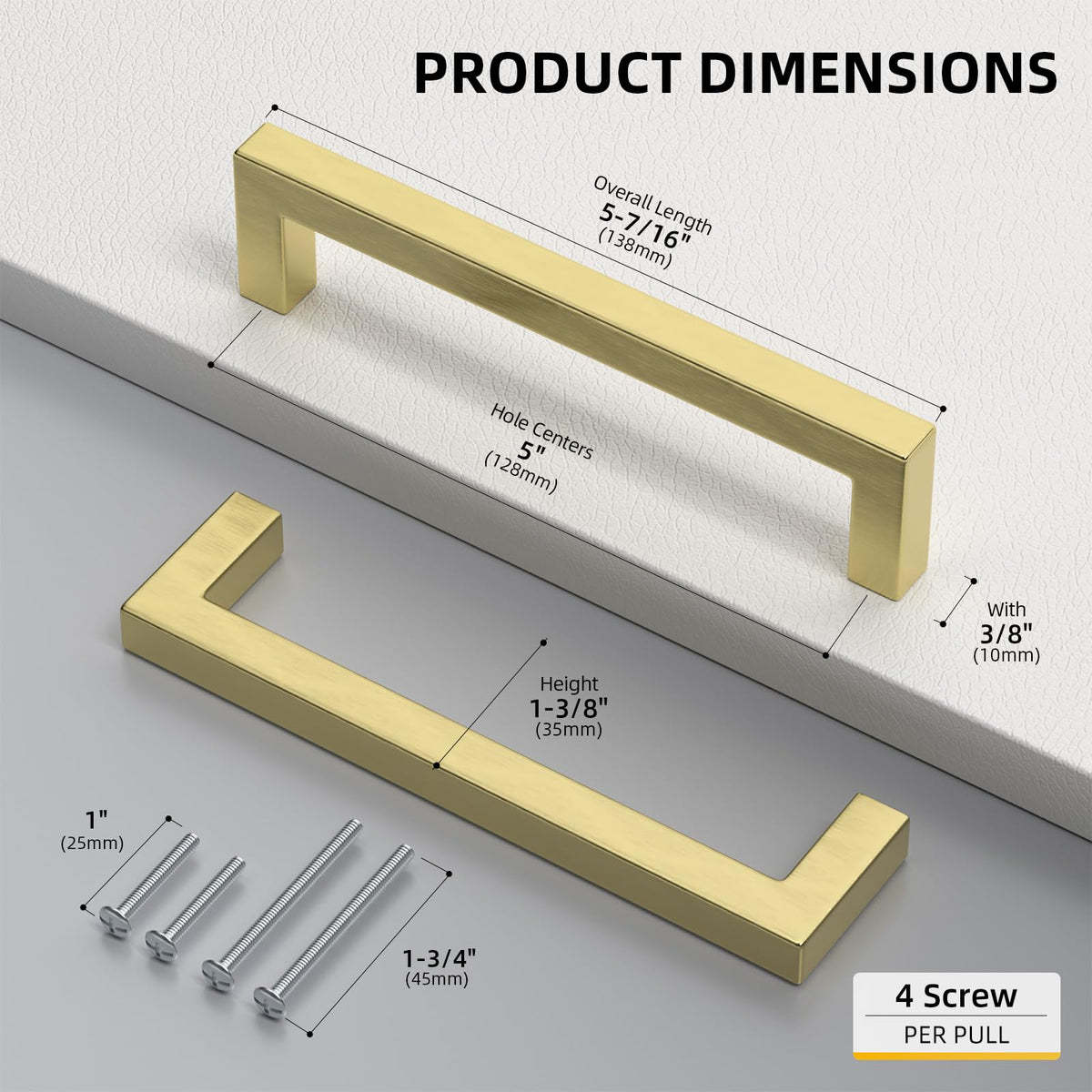 20 Pack 5" CC Brushed Gold Cabinet Pulls Gold Cabinet Handles