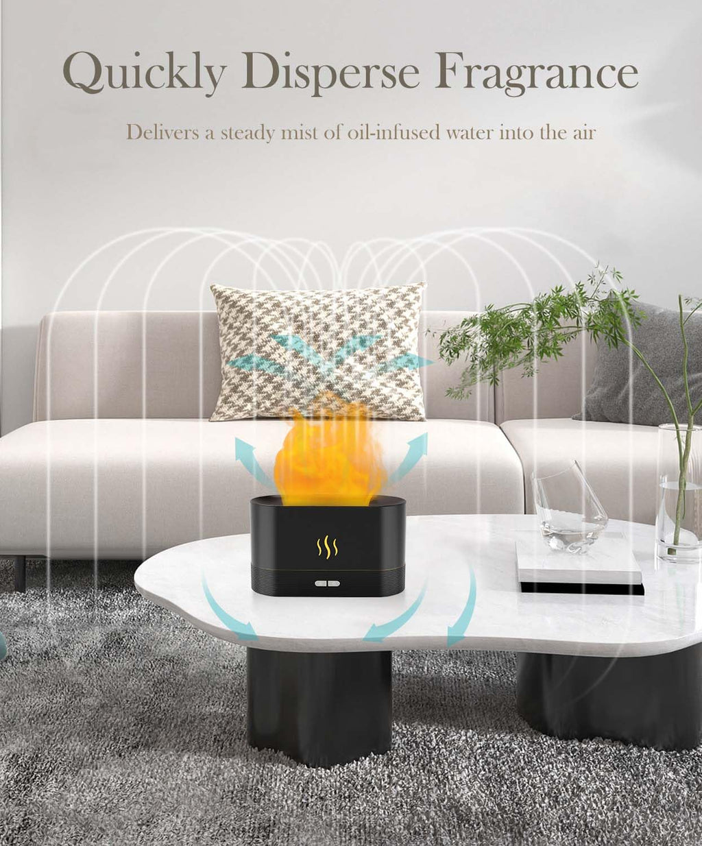 Essential Oil Diffuser, Humidifier with 7 Colors Flame Light