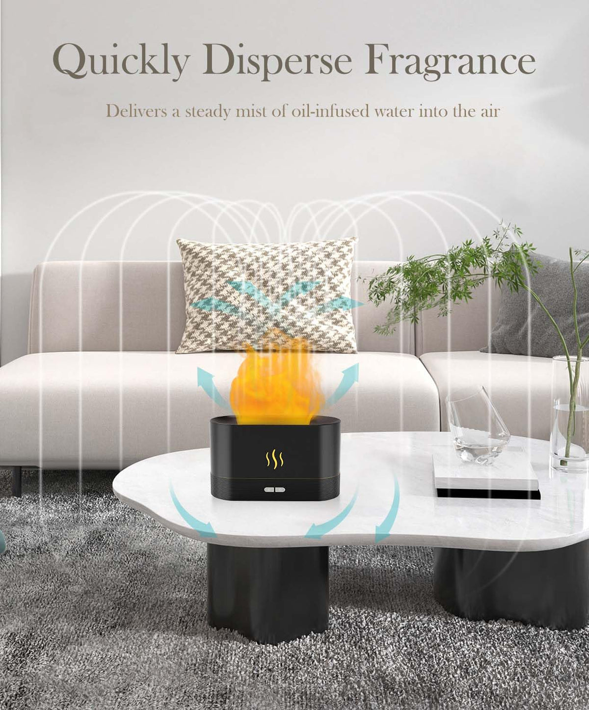 Essential Oil Diffuser, Humidifier with 7 Colors Flame Light