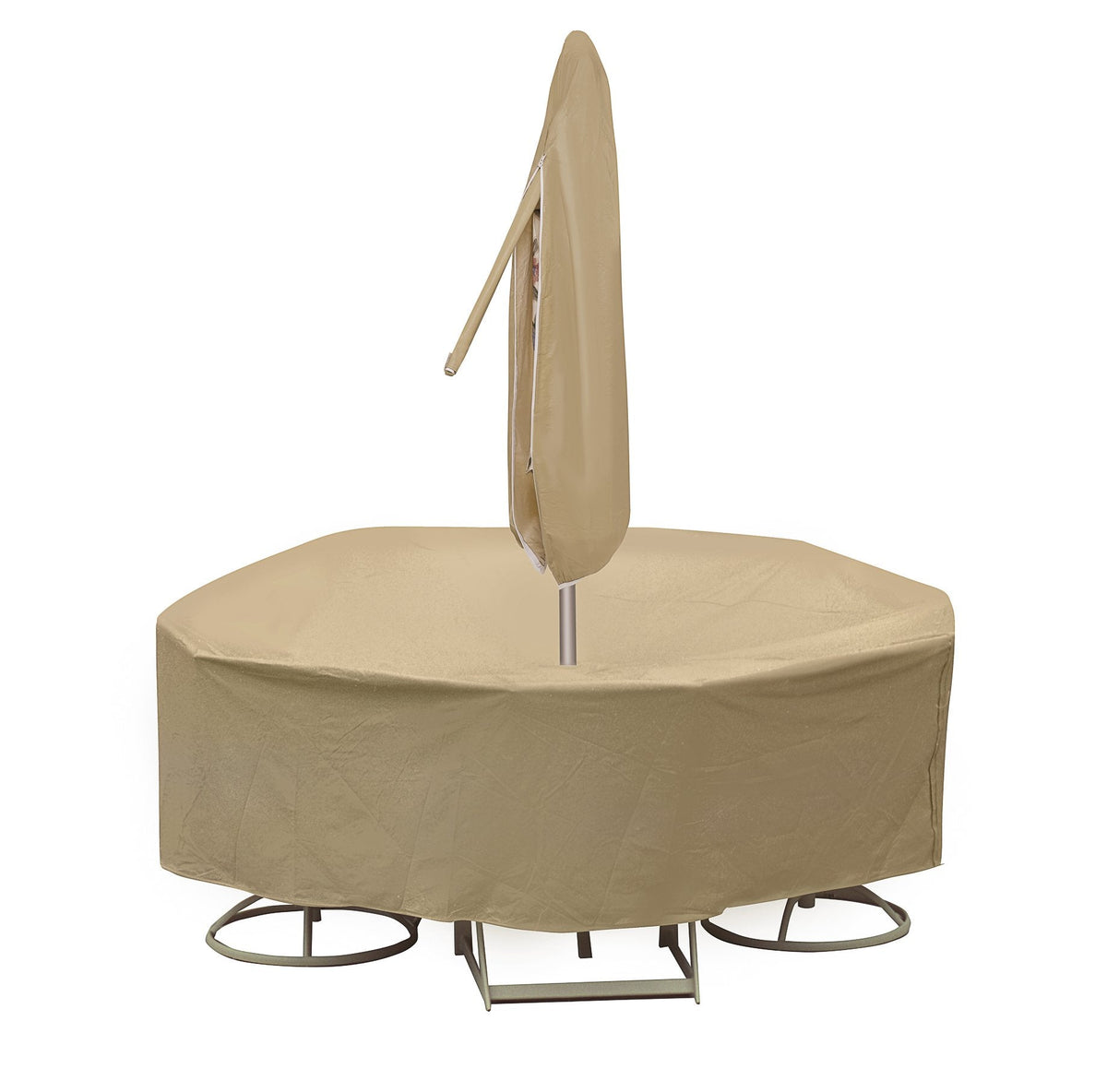 Weatherproof Patio Table and Chair Set Cover, 48 Inch x 54 Inch, Round Table, Tan
