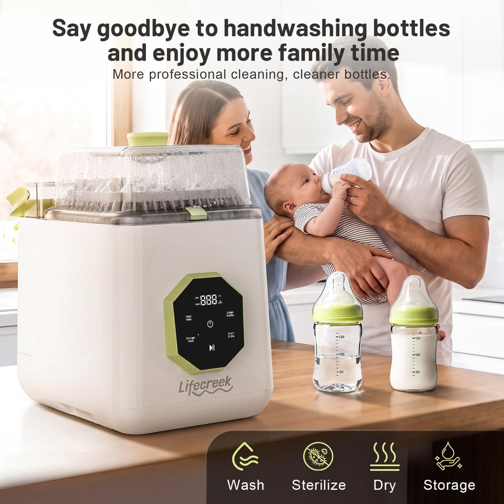 Baby Bottle Washer,4-in-1 Auto Wash Dry Store -White