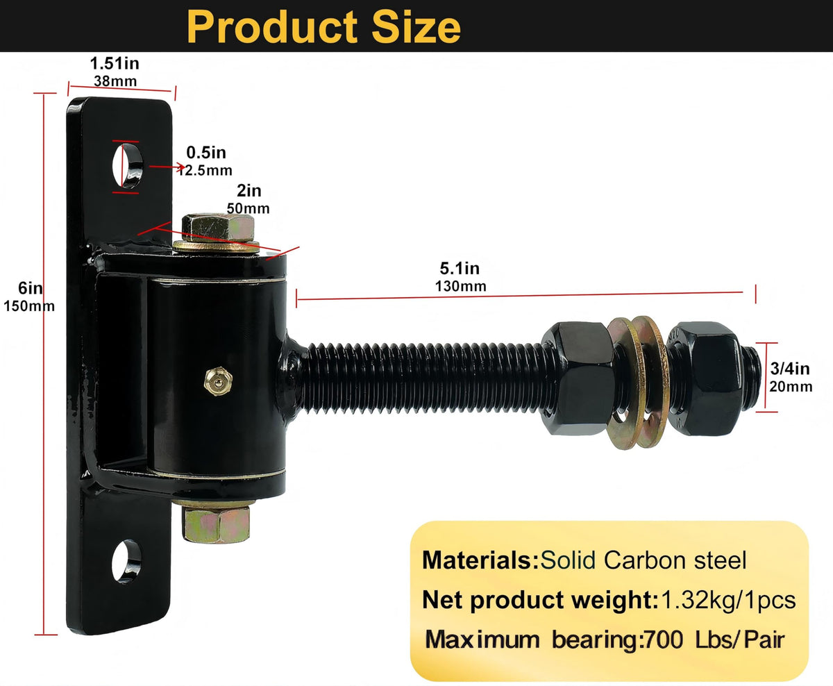 Heavy Duty T Bolt Gate Hinges, 700 LBS Capacity, Thickened Solid Steel