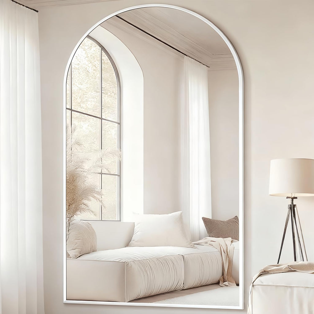 Arched Full Length Mirror, 81"x41" Large Floor Mirror, White