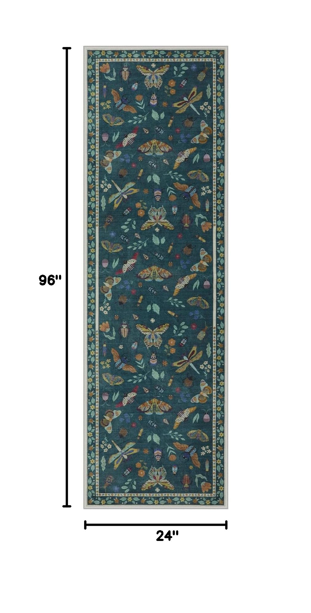 Insect Hallway Runner Rug, 2'5''x8' Washable Runners s