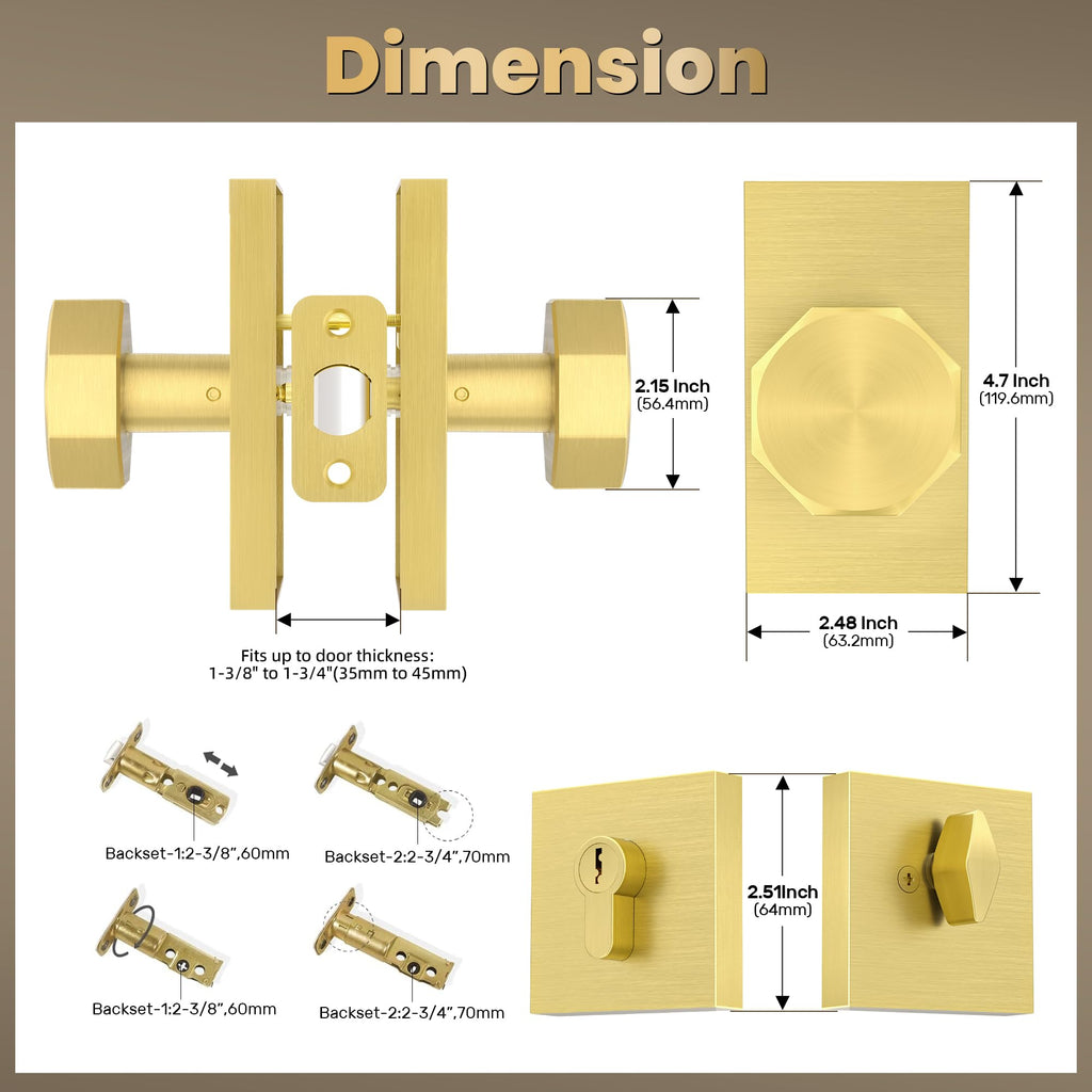 Entry Door Knob with Lock and Key Front Door Knobs with Deadbolt