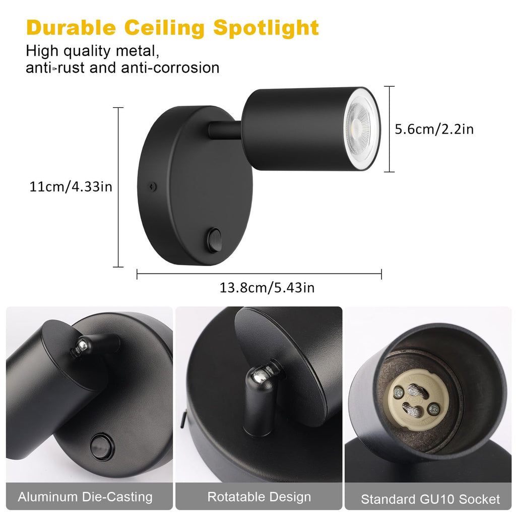 Directional Flush Mount Spot Light Dimmable Ceiling Spotlight Indoor LED Spot Lights Adjustable Wall Spotlight