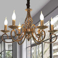 Six-Light Rustic French Country Chandelier with Aged Metal Finish