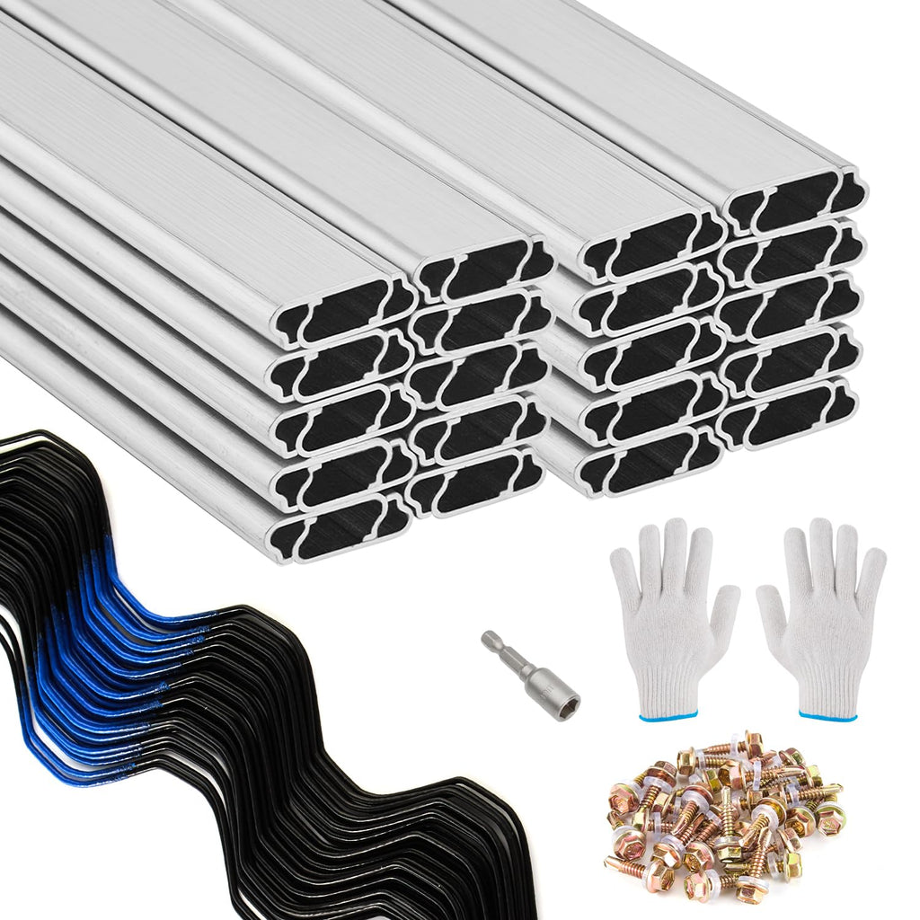 40-Pack 3.28-Foot Greenhouse Wiggle Spring Wire & Lock Channel Kit | PVC-Coated Spring & Aluminum Channels | Poly