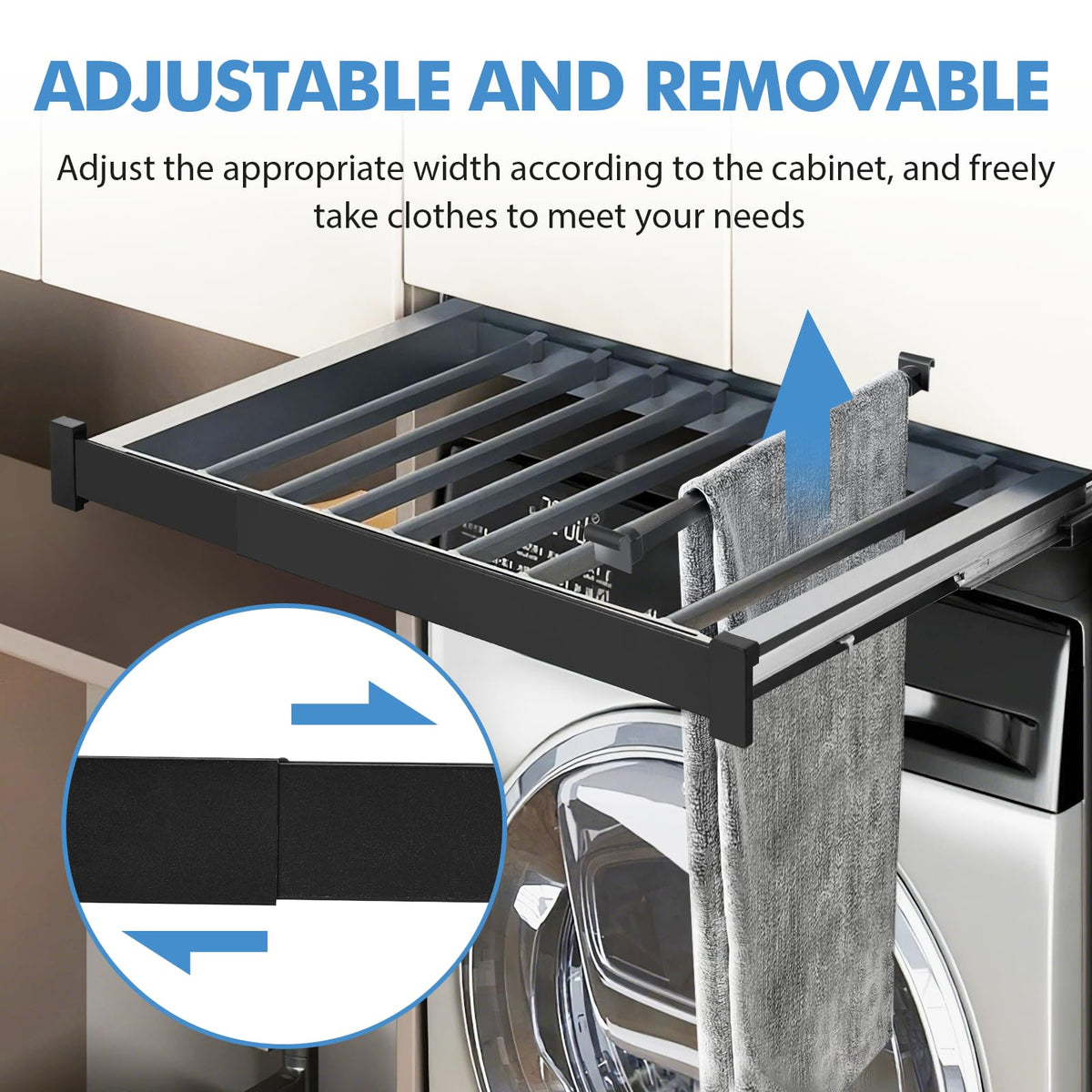 Pull Out Trousers Rack for Closet, 11 Rods, 66lb (23.6-33.5in)