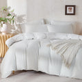 Light Blue Striped Duvet Cover Washed Cotton Jacquard 3 Pieces Bedding White Blue Vertical Ticking Stripes