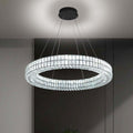 Modern Black LED Ring Chandelier with Dimmable Crystal Lighting