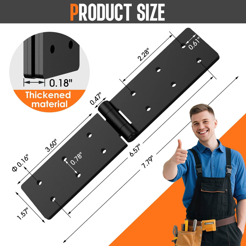 Heavy Duty Wood Door Hinges, 270° Gate Hinges for Fence Barn Doors