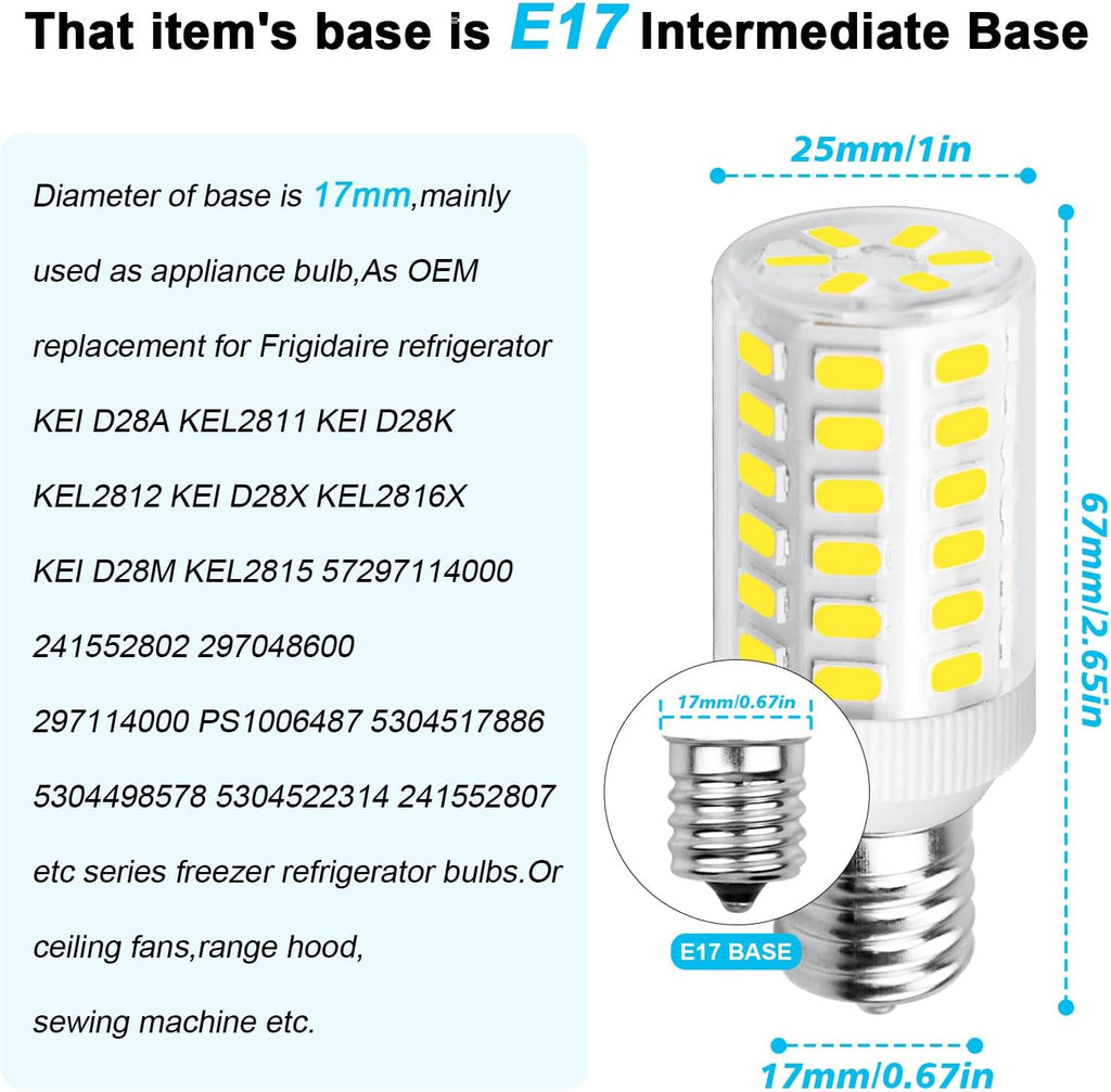 Kei D28k Kel 2812 Freezer Light Bulb Replacement E17 Led Fridge Light 6W