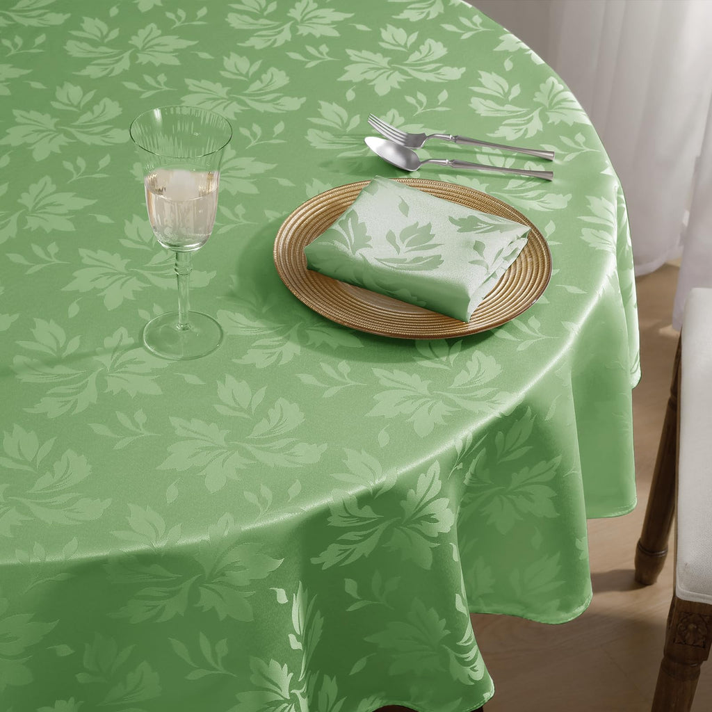 Jacquard Round Tablecloth 70 Inch, Sage Green