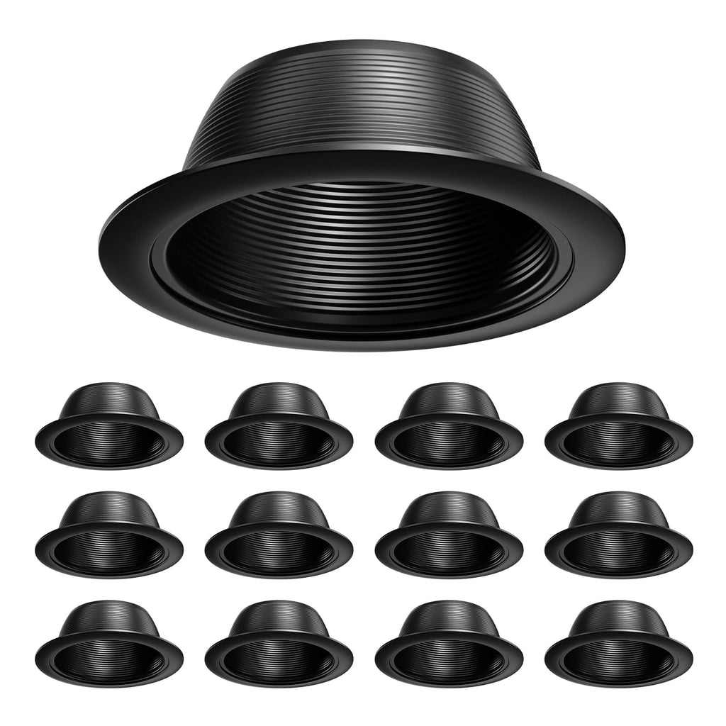 6 Inch Can Light Cover,12 Pack Black Can Light Trim