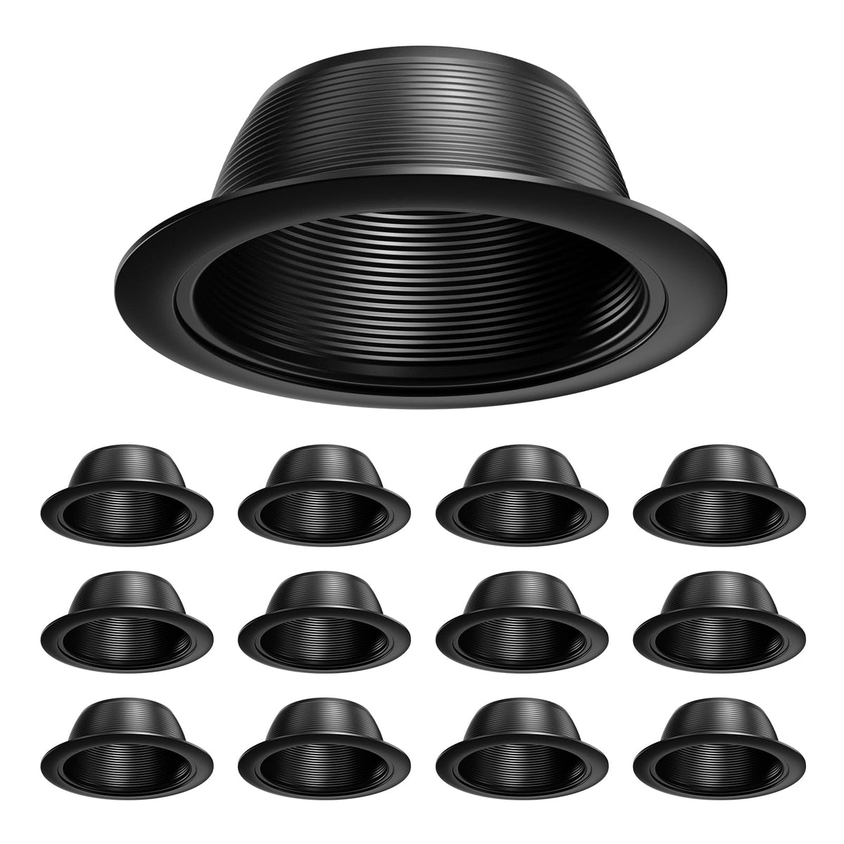 6 Inch Can Light Cover,12 Pack Black Can Light Trim