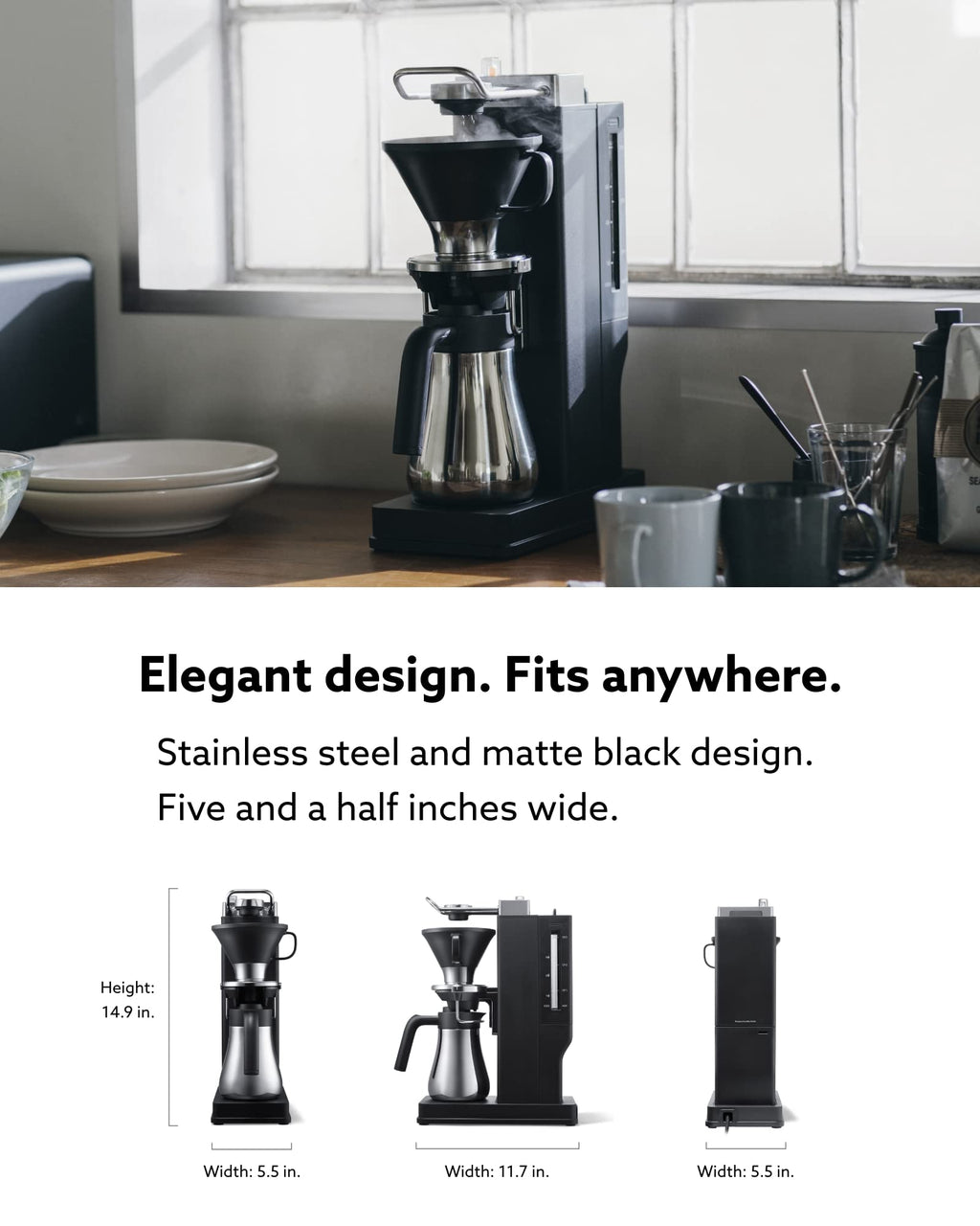 The Brew | Automatic Pour Over Coffee Maker | Clear Brewing Method | Precise Temperature Regulation | Three Brewing