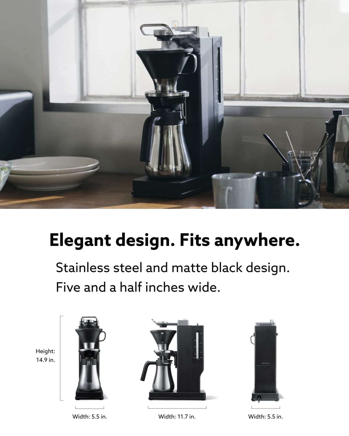 The Brew | Automatic Pour Over Coffee Maker | Clear Brewing Method | Precise Temperature Regulation | Three Brewing