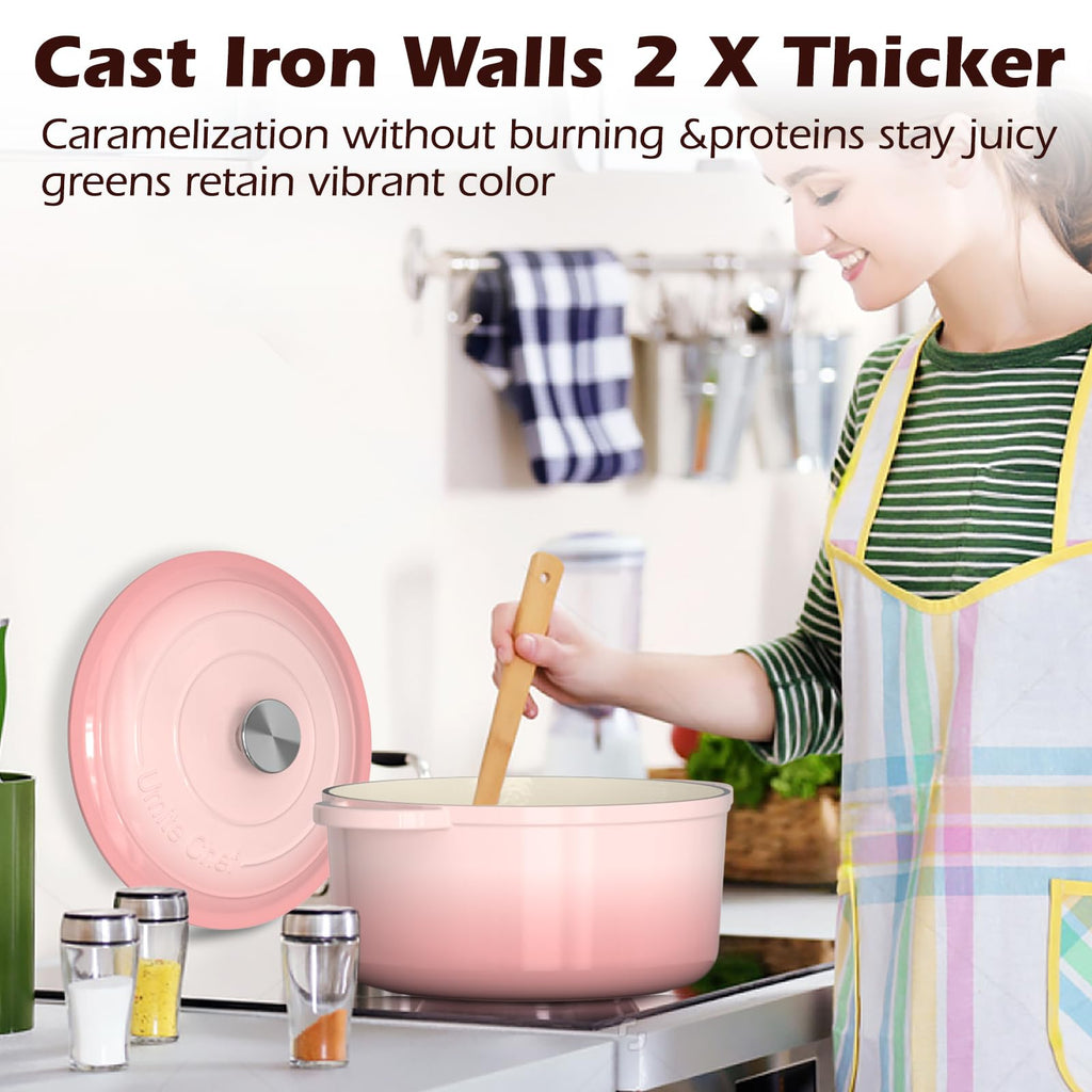 5QT Enameled Cast Iron Dutch Oven Pot with Lid, Heavy-Duty Cookware for Bread Baking, Braising, Stews, Roasting