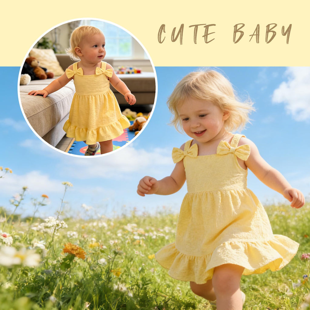 Infant Baby Girl Beach Sundress Casual Sleeveless Smocked Boho Dress Halter Ruffle Toddler Summer Outfits