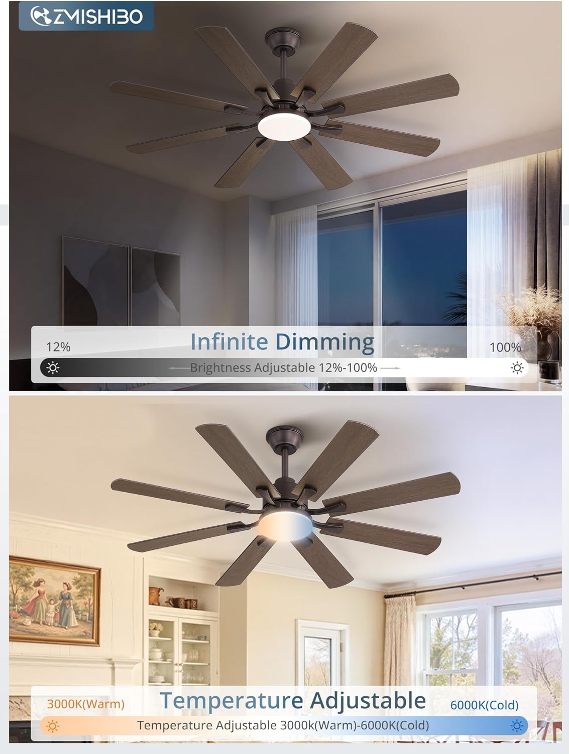 52" Ceiling Fan with Light & Remote