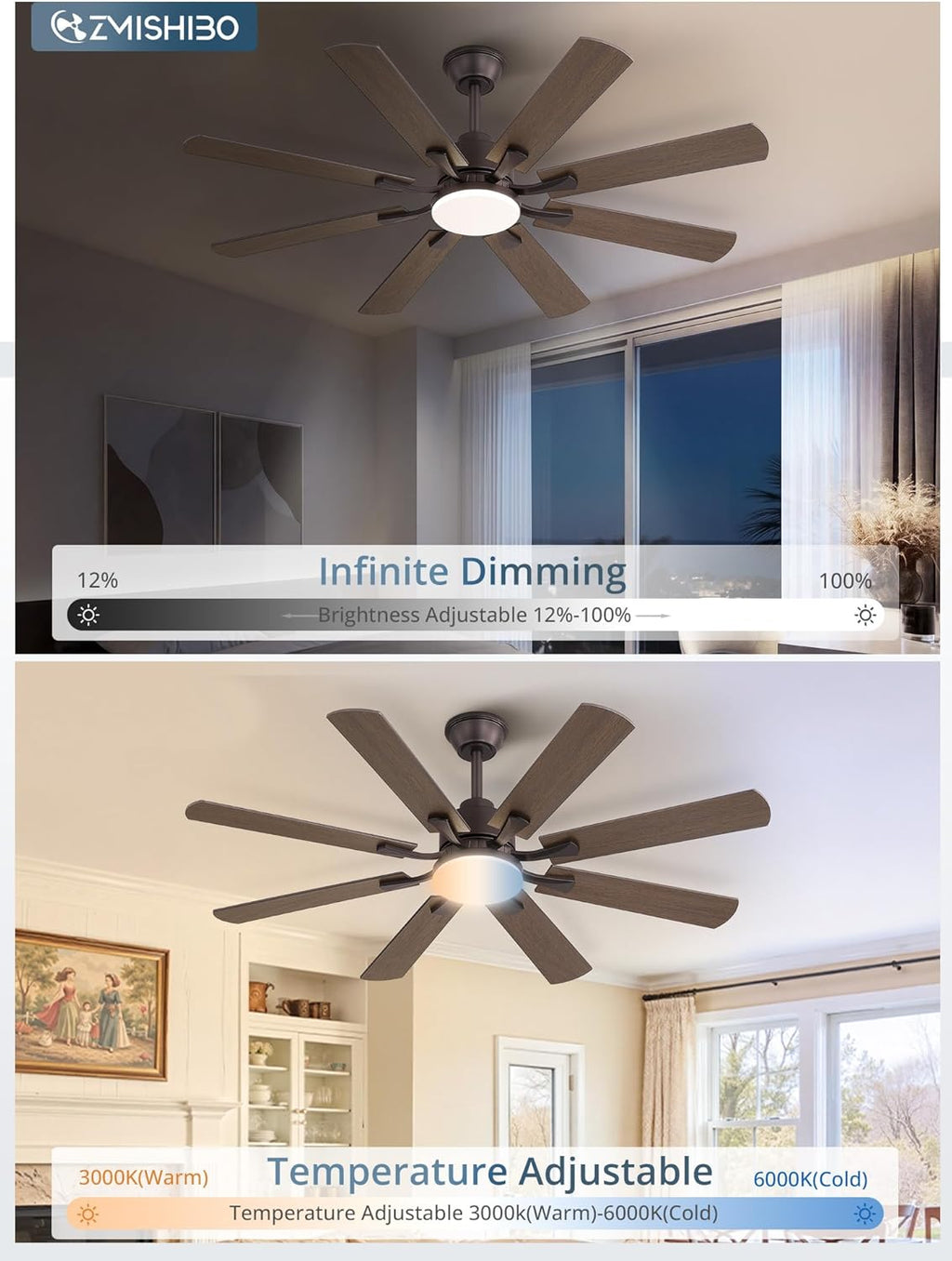52" Ceiling Fan with Light & Remote