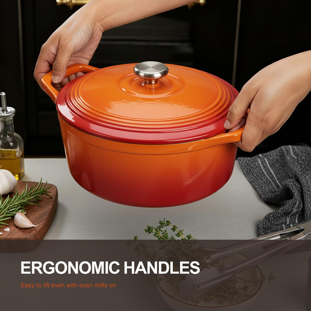 Enameled Cast Iron Dutch Oven - 5.5QT Pot with Lid Cookbook